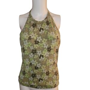 Gap Halter Top M Floral Green
